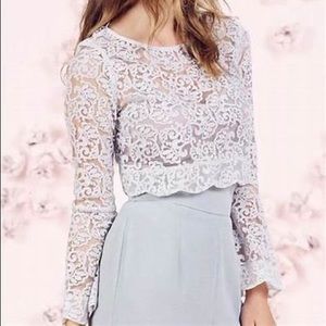 Lauren Conrad Runway grey lace top
